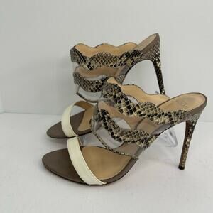 Alexandre Birman stiletto open toe slide python patent sandals size EU 40